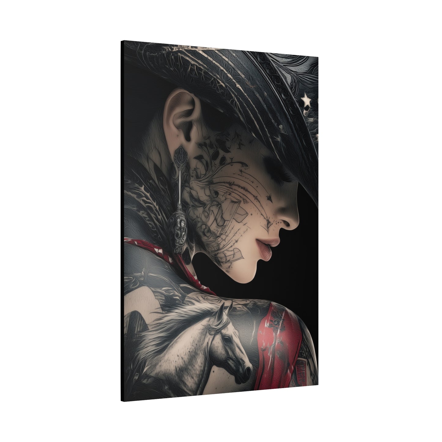 Gallery Wrapped Canvas, Wranglers and Wreckage Art Canvas, Erotic Pinup Art Canvas – Cassie