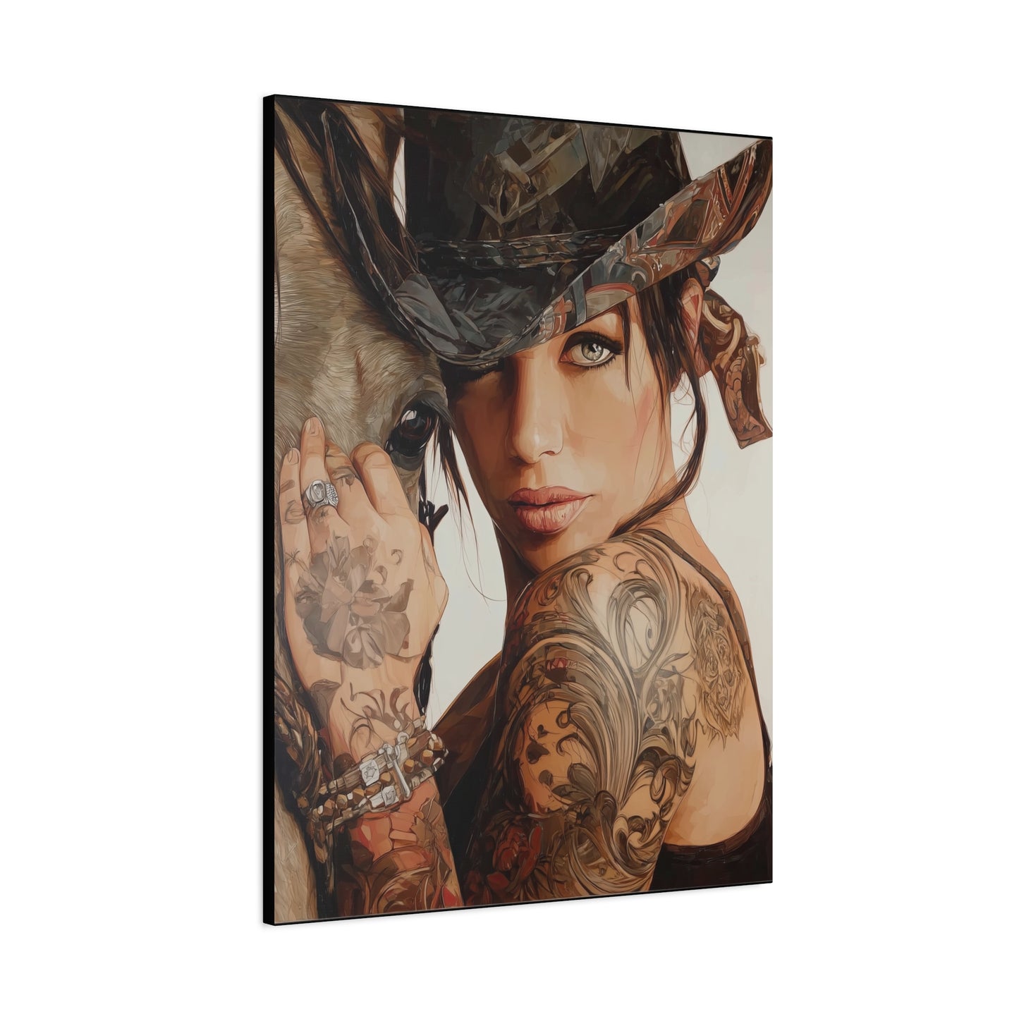 Gallery Wrapped Canvas, Wranglers and Wreckage Art Canvas, Erotic Pinup Art Canvas – Georgia