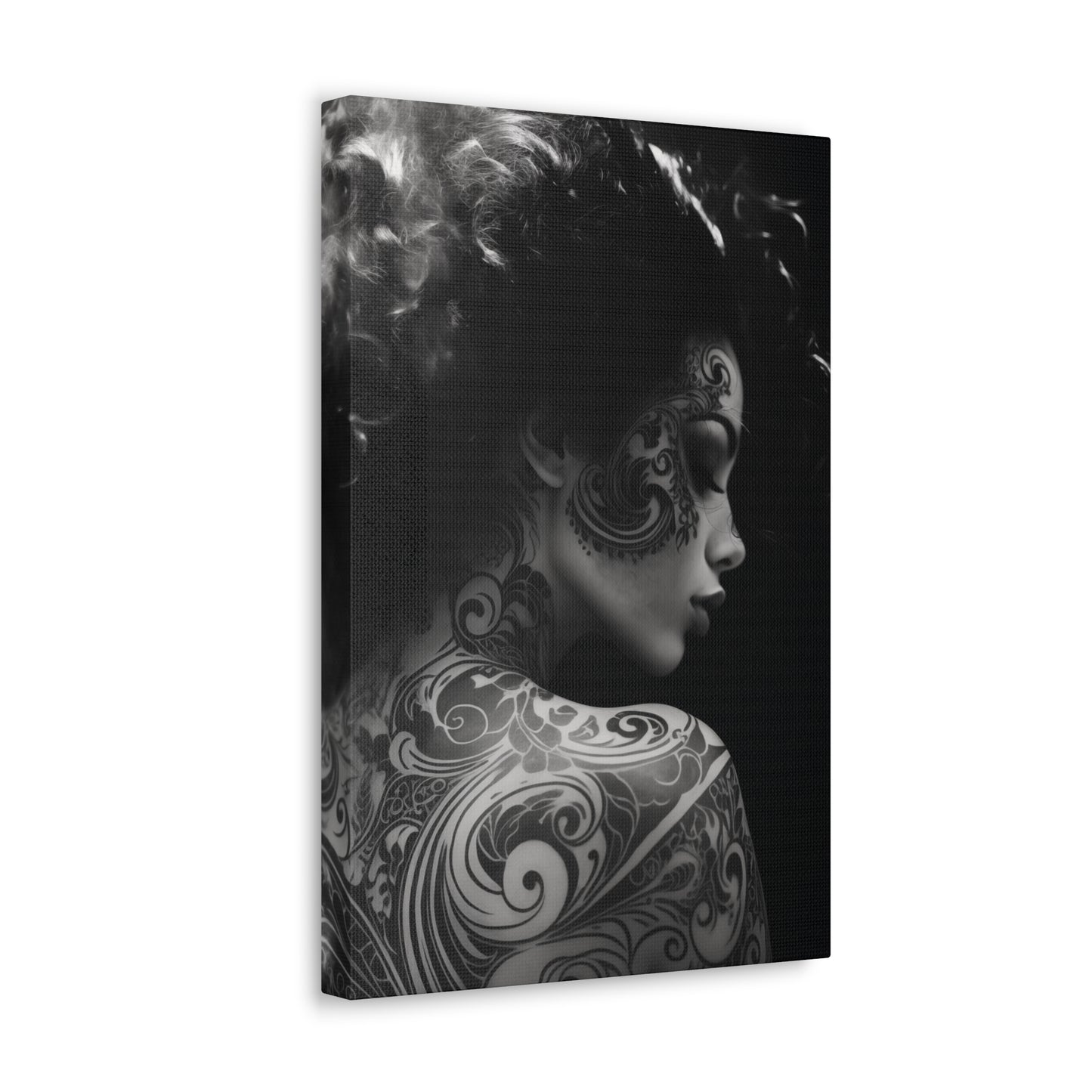 Canvas Gallery Wrap - Black and White Photography - Tattooed and Smoking Again