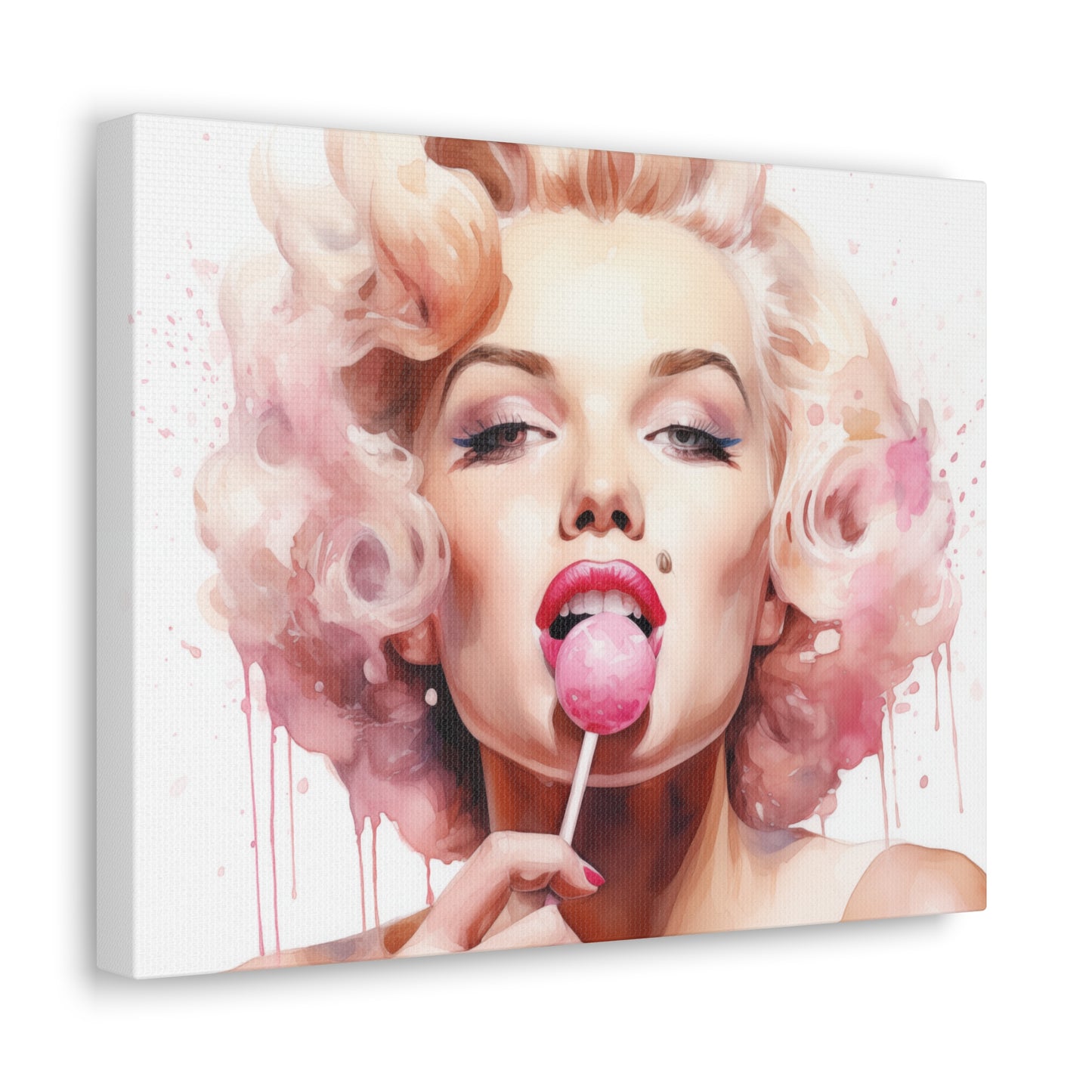 Canvas Wall Art, Gallery Wrapped Pop Art, Celebrity Wall Art – Marilyn Monroe - Lollipop