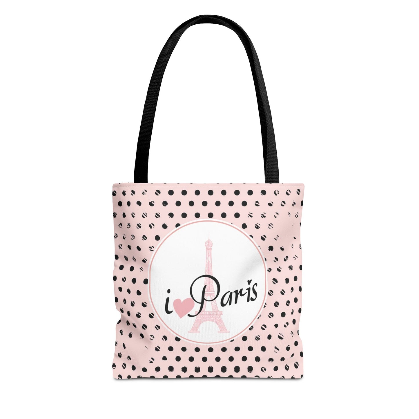 I heart Paris Tote Bag, Utility Tote - Eiffel Tower Tote - Fashion Tote - Black Dot
