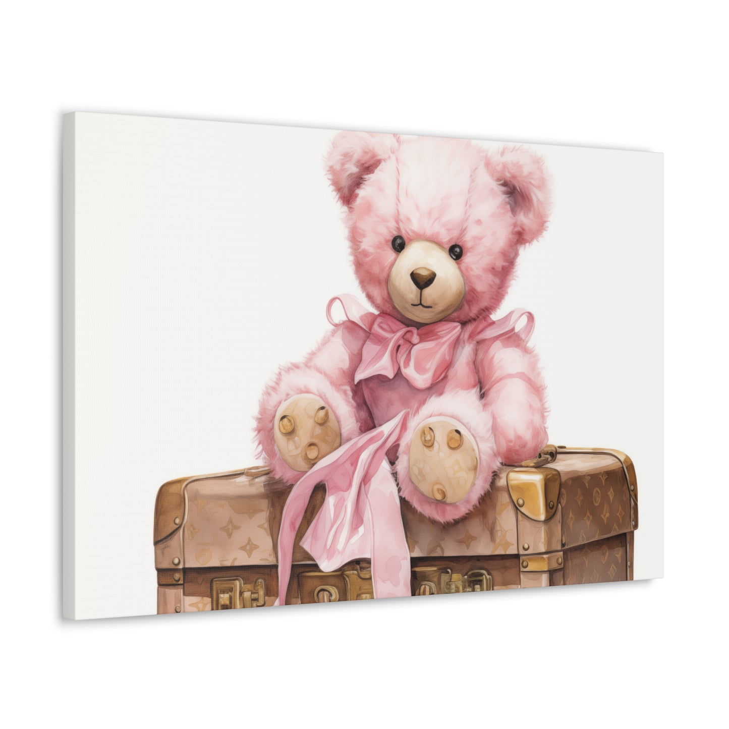 Canvas Gallery Wrap - LV Bear Wall Art - Gold Buttons