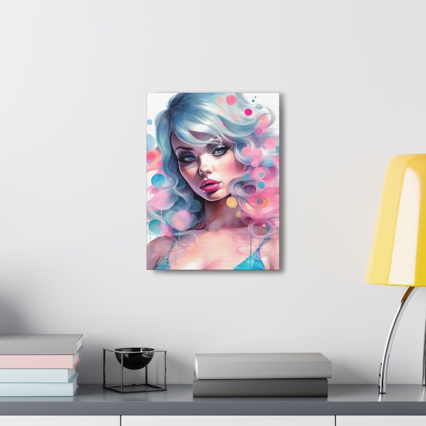 Canvas Gallery Wrapped High-Fashion Wall Art, Stylish Decor, Retro Femme Doll Pop Art – Sylvie