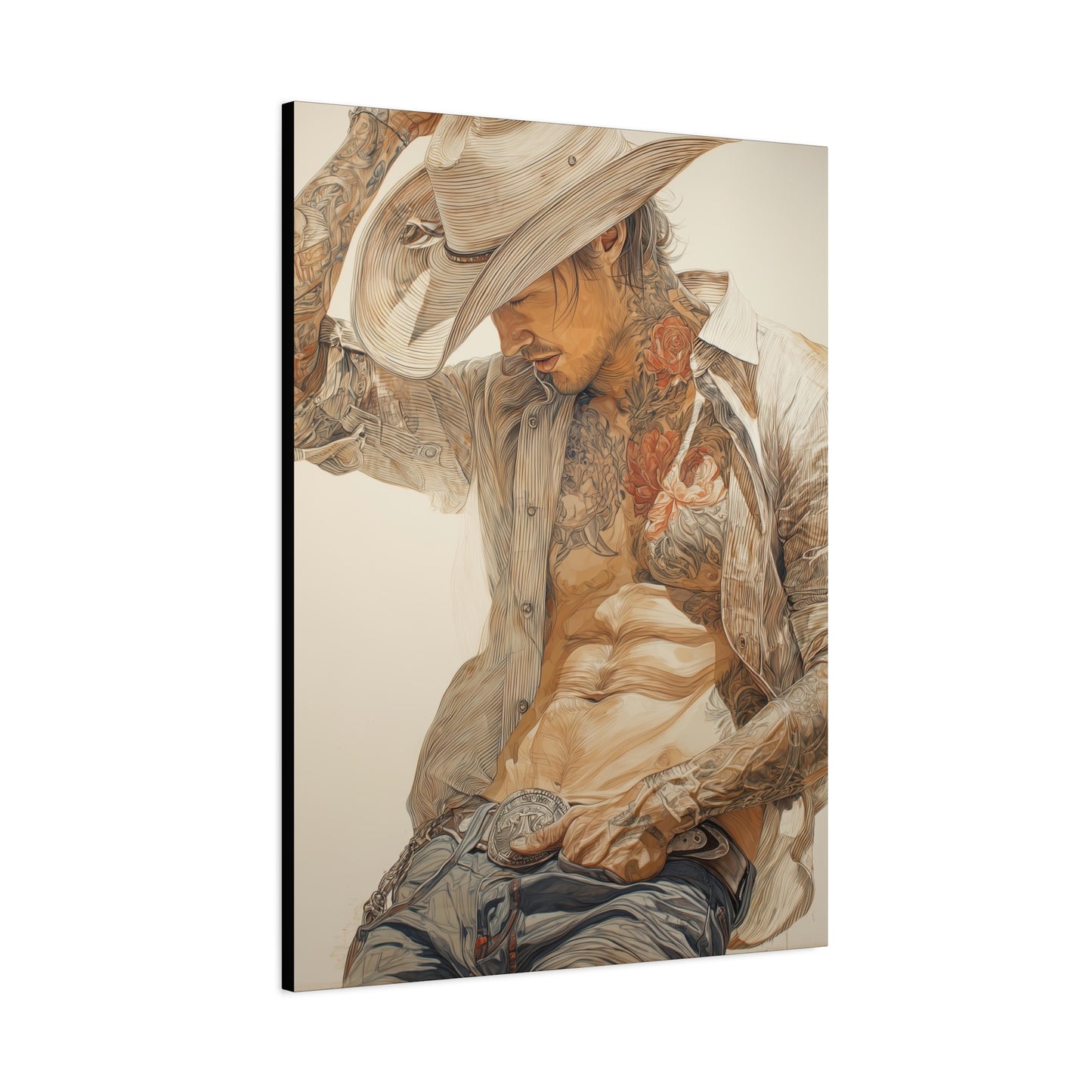 Gallery Wrapped Canvas, Wranglers and Wreckage Art Canvas, Erotic Pinup Art Canvas – Levi