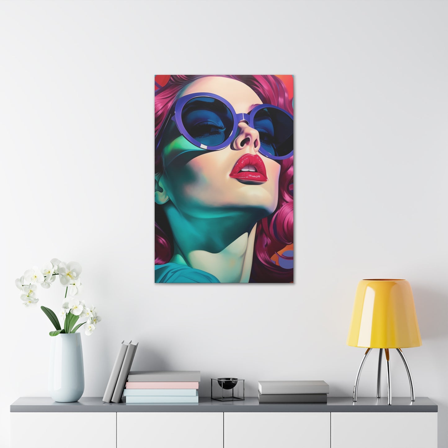 Canvas Gallery Wrapped High-Fashion Wall Art, Stylish Decor, Retro Femme Doll Pop Art – Electra