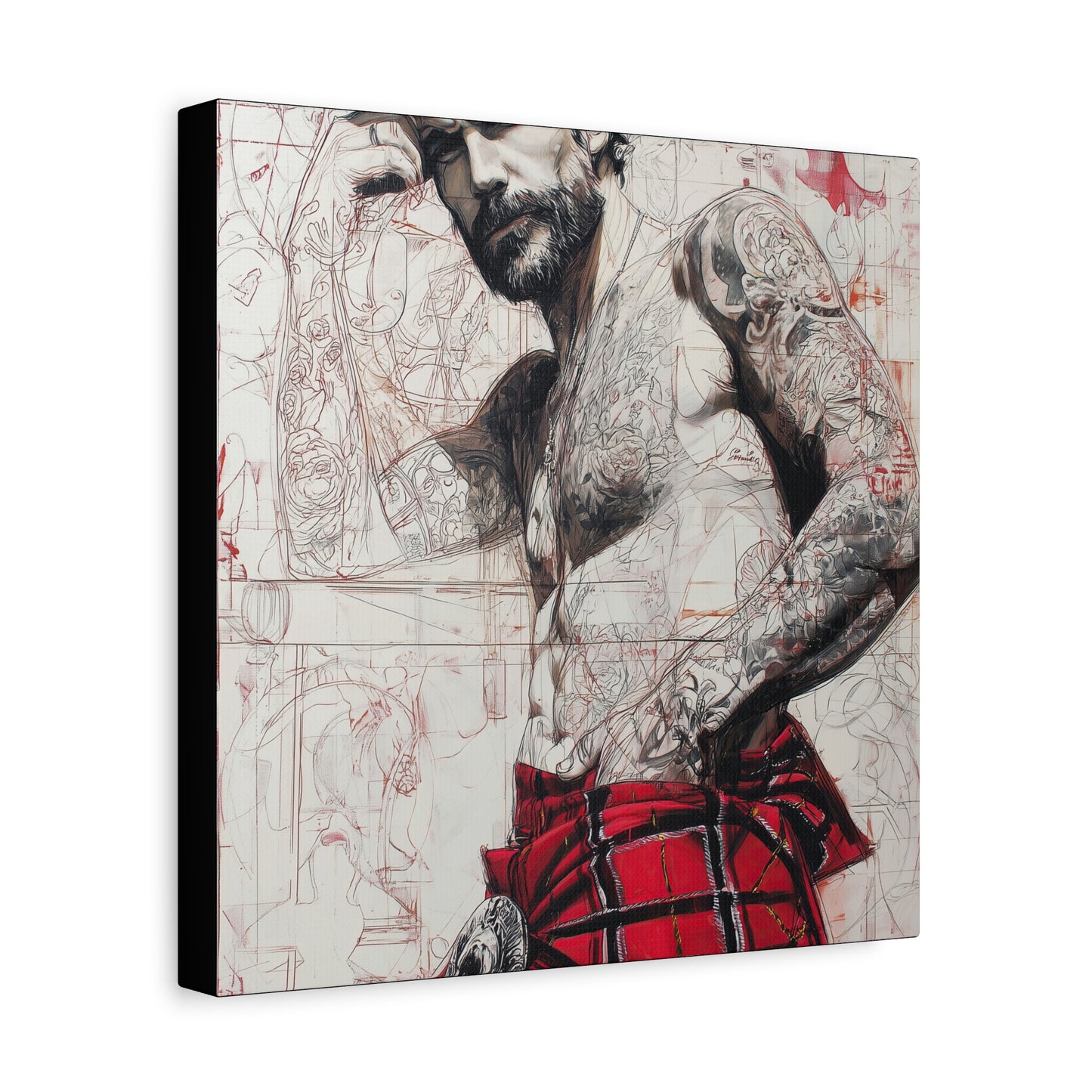 Gallery Wrapped Canvas, Kilts and Carnage Art Canvas, Erotic Pinup Art Canvas – Cormac