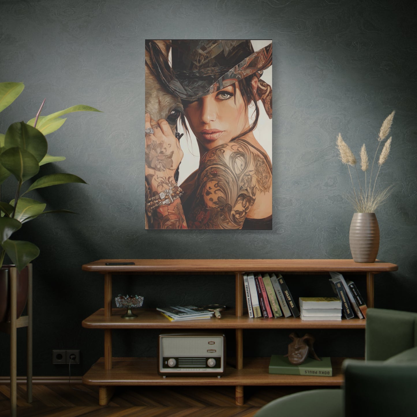 Gallery Wrapped Canvas, Wranglers and Wreckage Art Canvas, Erotic Pinup Art Canvas – Georgia