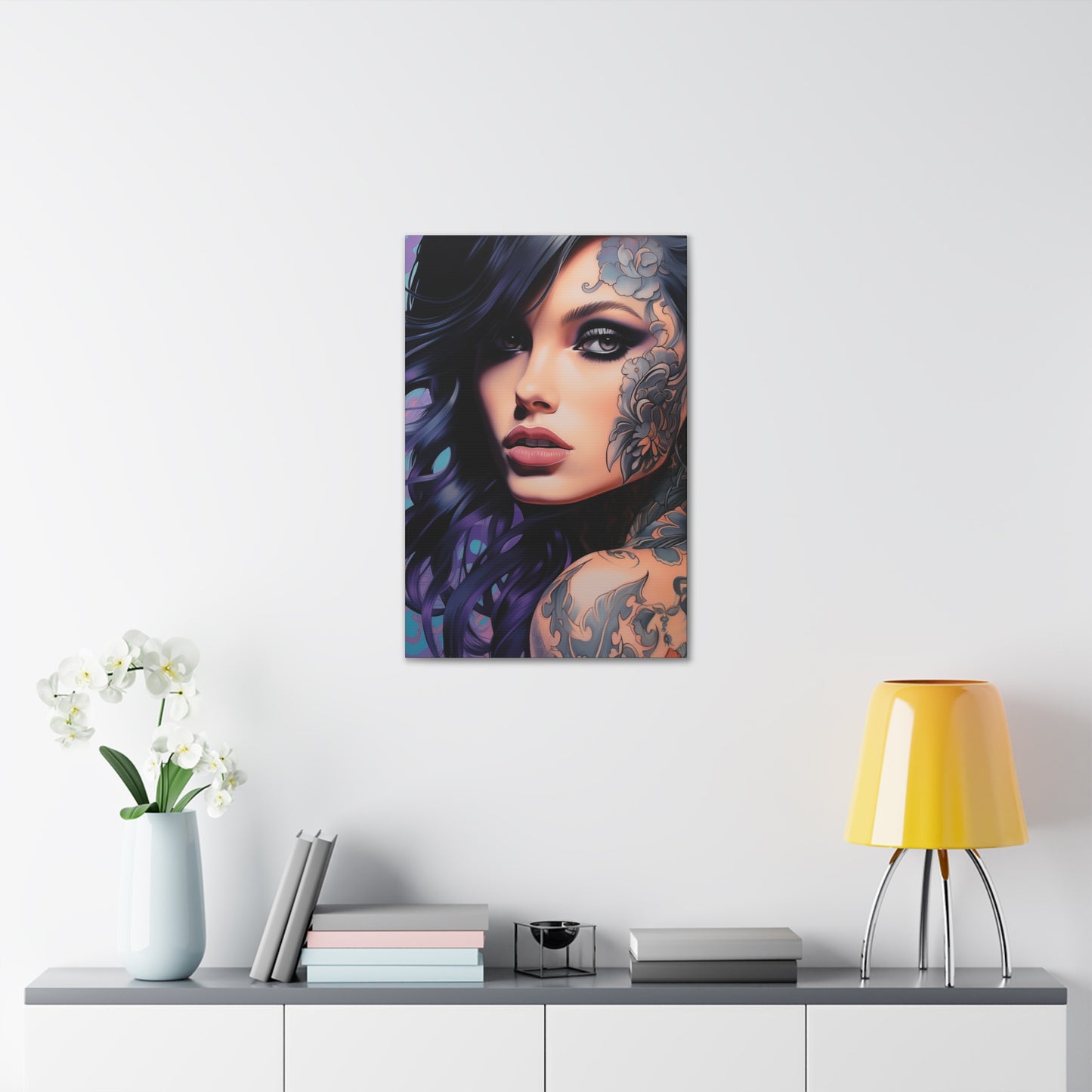 Gallery Wrapped Canvas, Edgy Tattooed Beauty, Urban Pop Art Canvas – Dominique