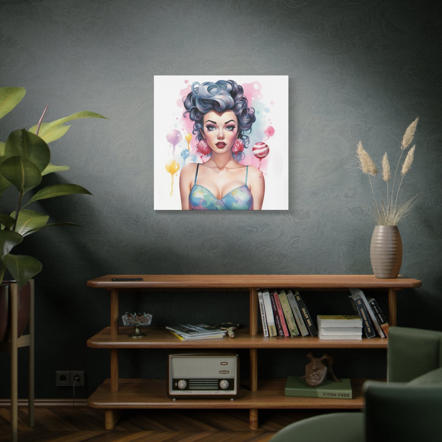 Canvas Gallery Wrapped High-Fashion Wall Art, Stylish Decor, Retro Femme Doll Pop Art – Poppy