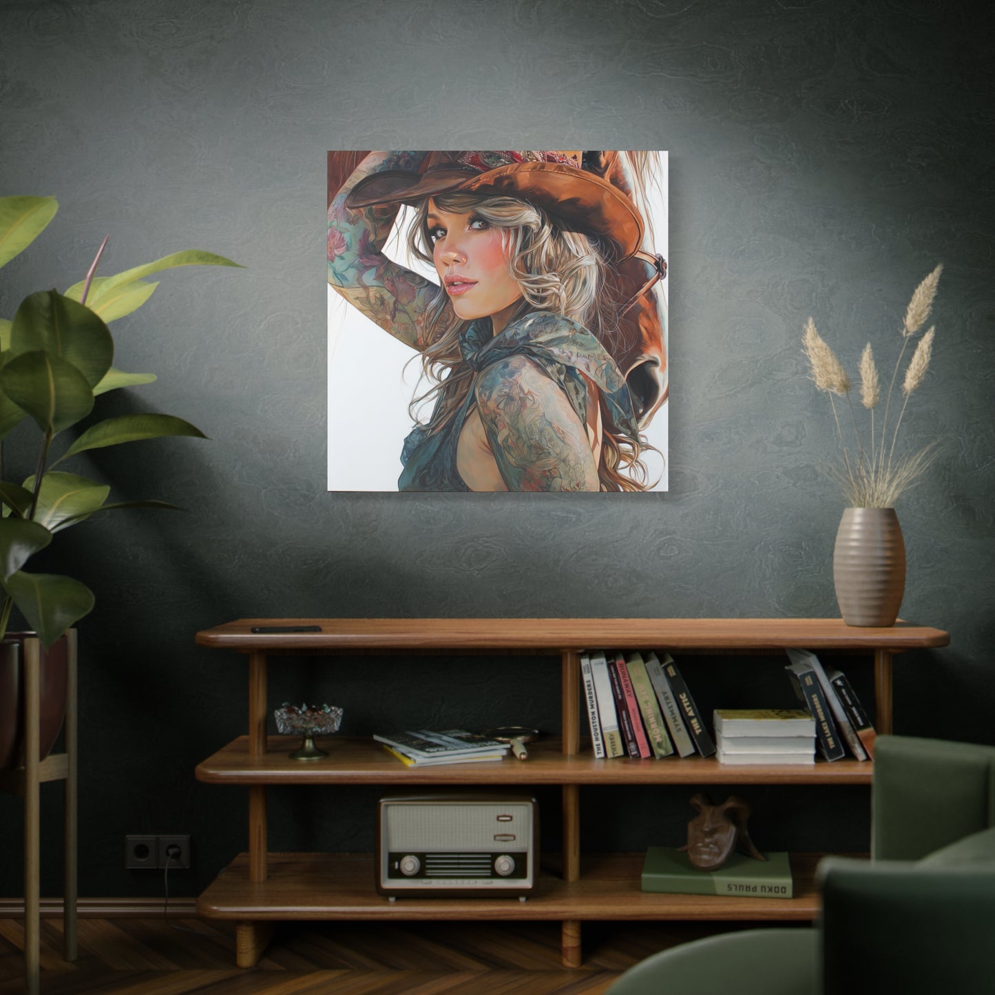 Gallery Wrapped Canvas, Wranglers and Wreckage Art Canvas, Erotic Pinup Art Canvas – Millie