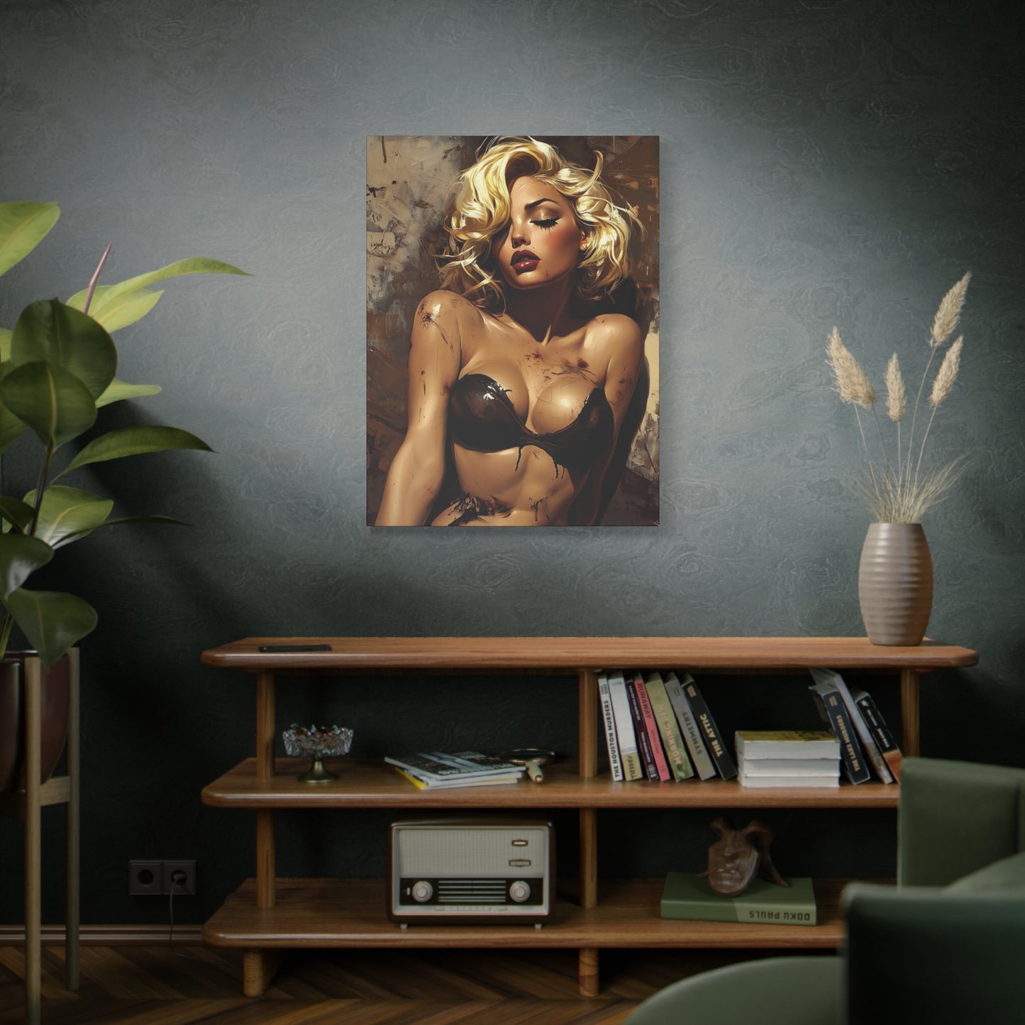 Gallery Wrapped Canvas, Guilt and Grit Adult Art Canvas, Erotic Pinup Art Canvas – Mira