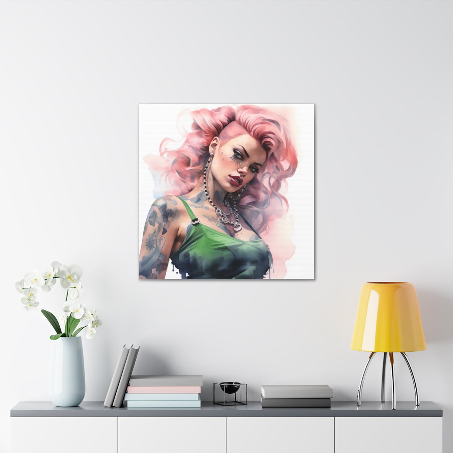 Gallery Wrapped Canvas, Edgy Tattooed Beauty, Urban Pop Art Canvas – Colette