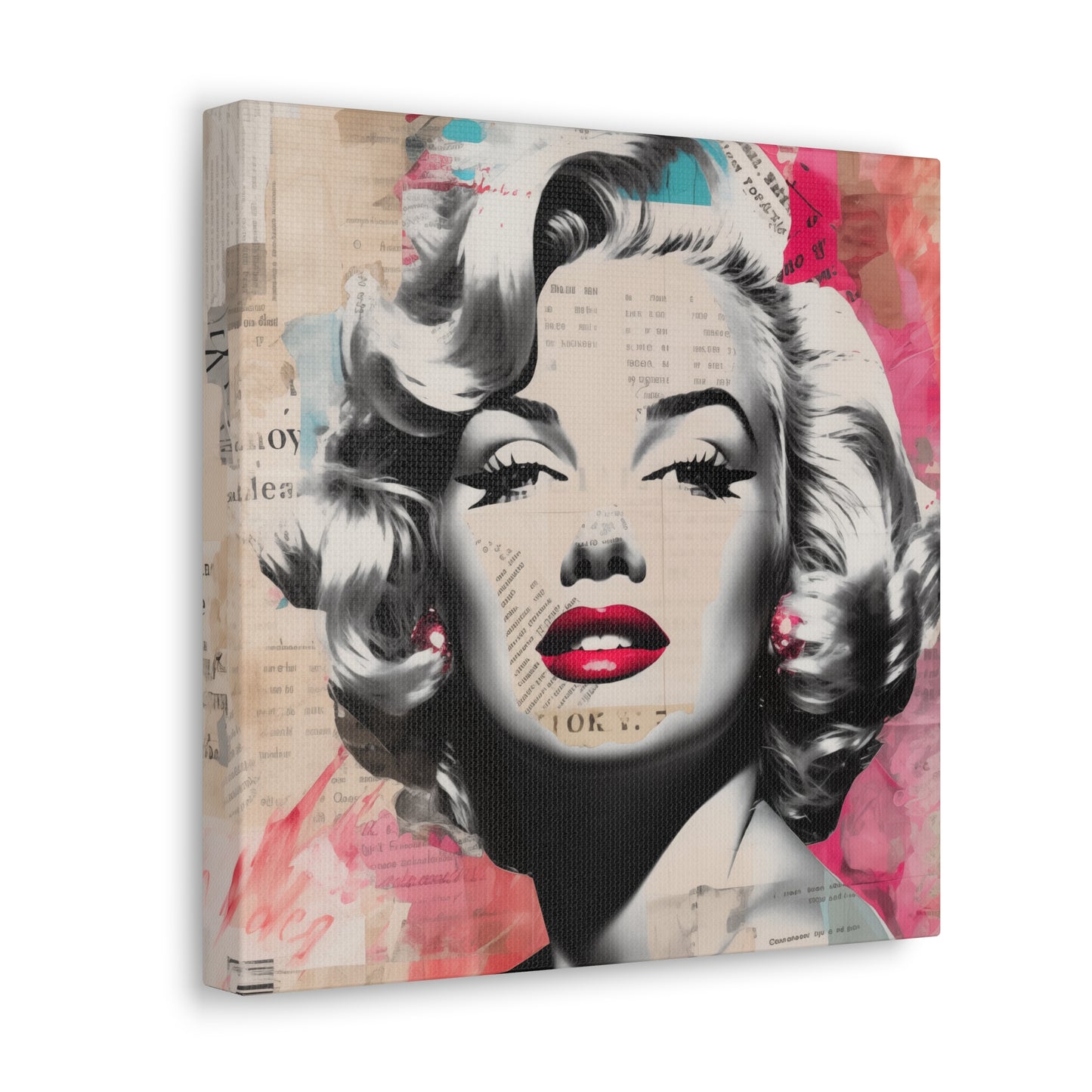 Canvas Wall Art, Gallery Wrapped Pop Art, Celebrity Wall Art – Marilyn Monroe - Newsprint