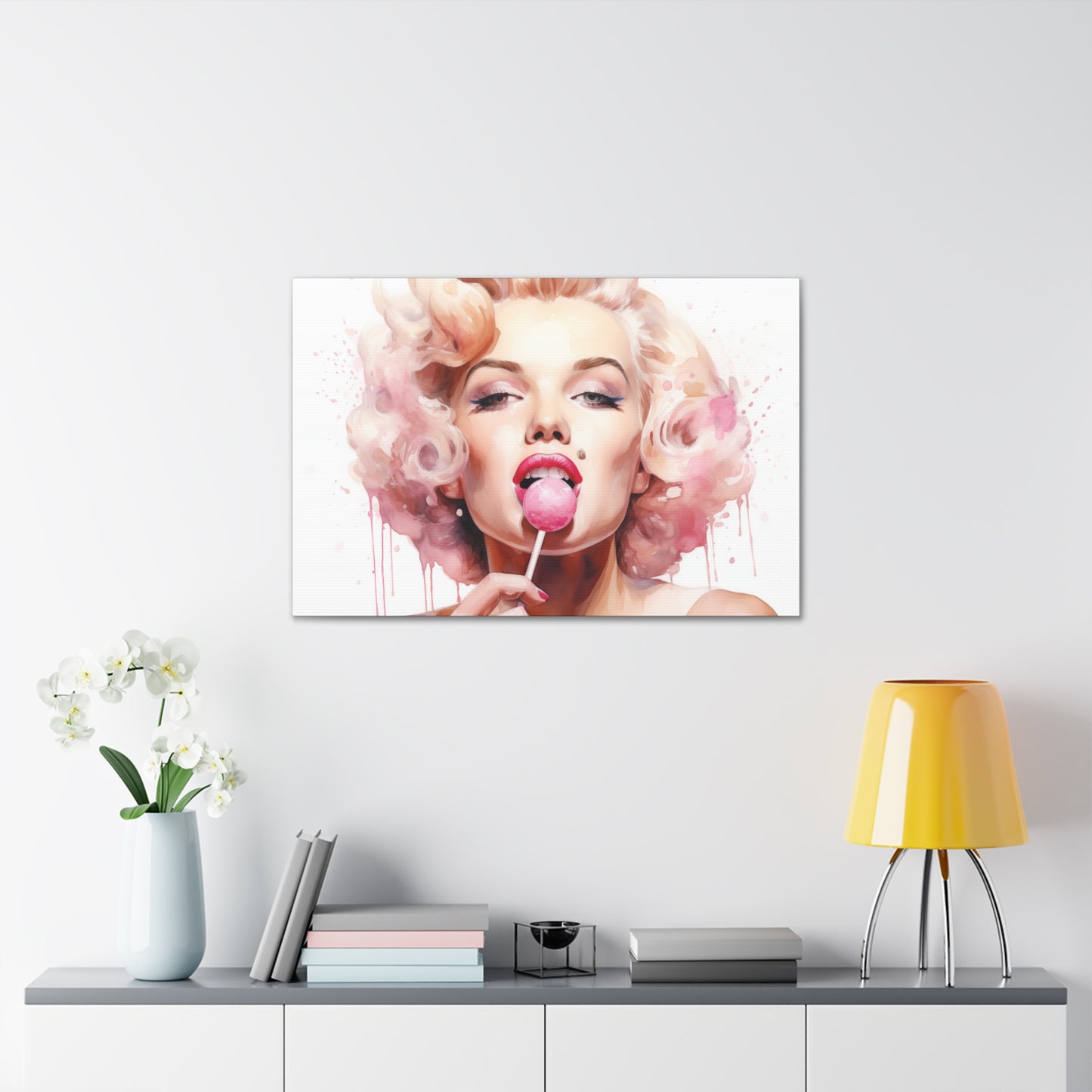 Canvas Wall Art, Gallery Wrapped Pop Art, Celebrity Wall Art – Marilyn Monroe - Lollipop