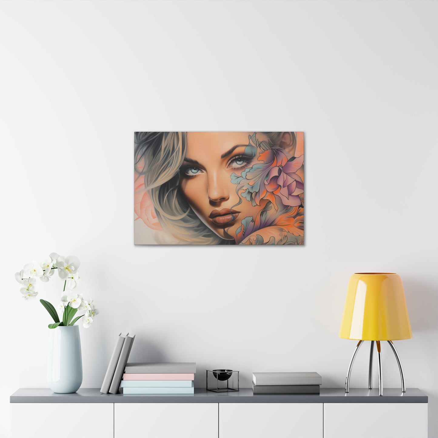Gallery Wrapped Canvas, Edgy Tattooed Beauty, Urban Pop Art Canvas – Bella