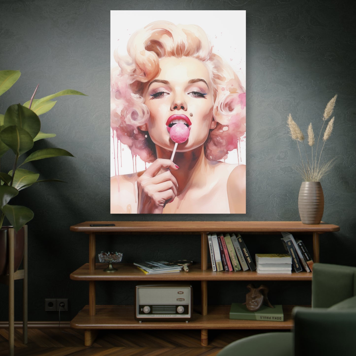 Canvas Wall Art, Gallery Wrapped Pop Art, Celebrity Wall Art – Marilyn Monroe - Lollipop
