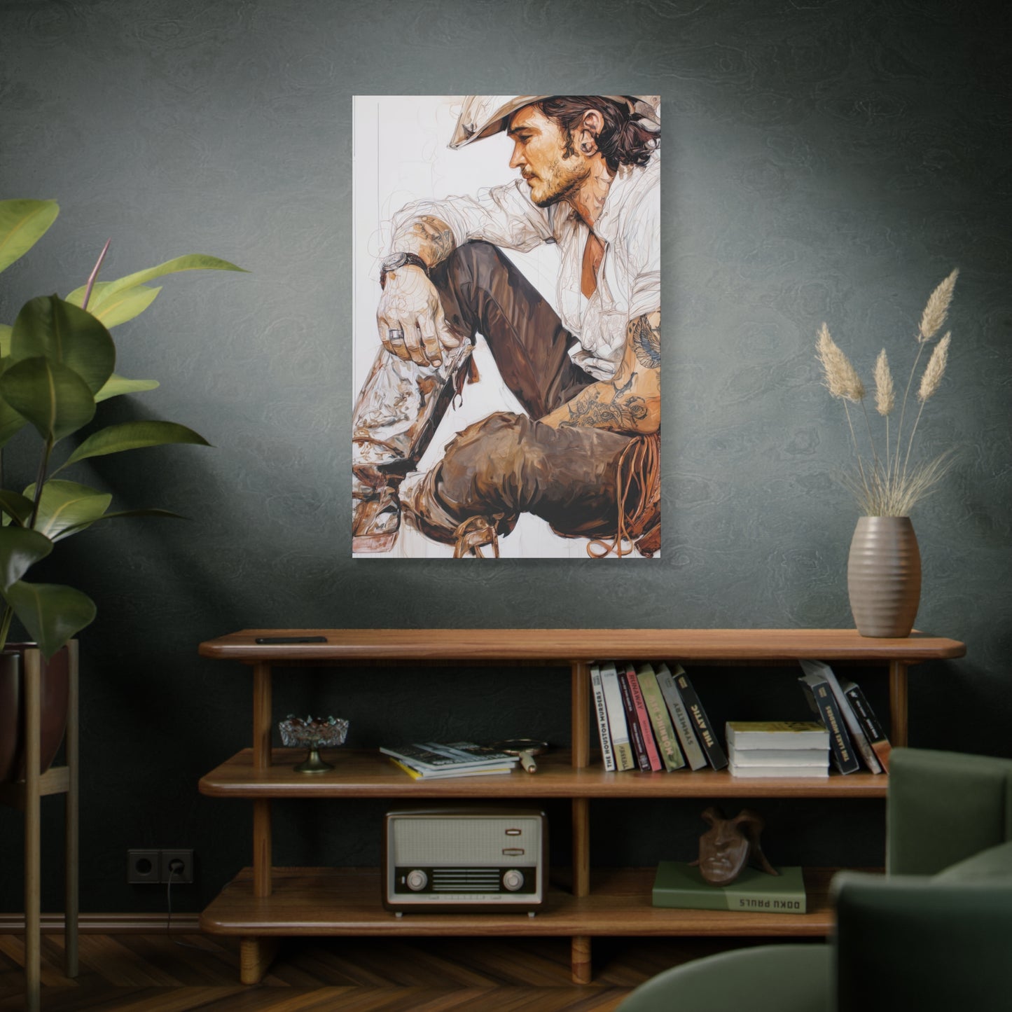 Gallery Wrapped Canvas, Wranglers and Wreckage Art Canvas, Erotic Pinup Art Canvas – Boone