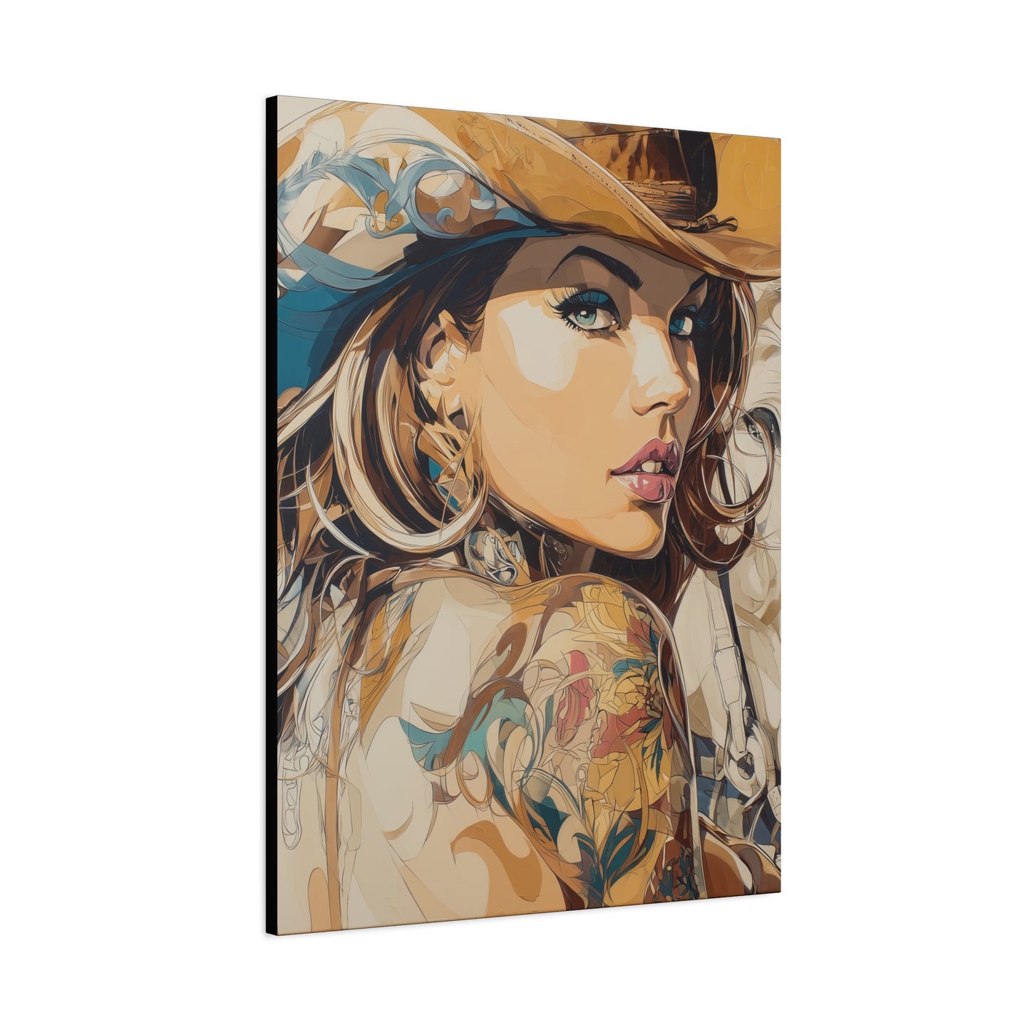 Gallery Wrapped Canvas, Wranglers and Wreckage Art Canvas, Erotic Pinup Art Canvas – Tessa