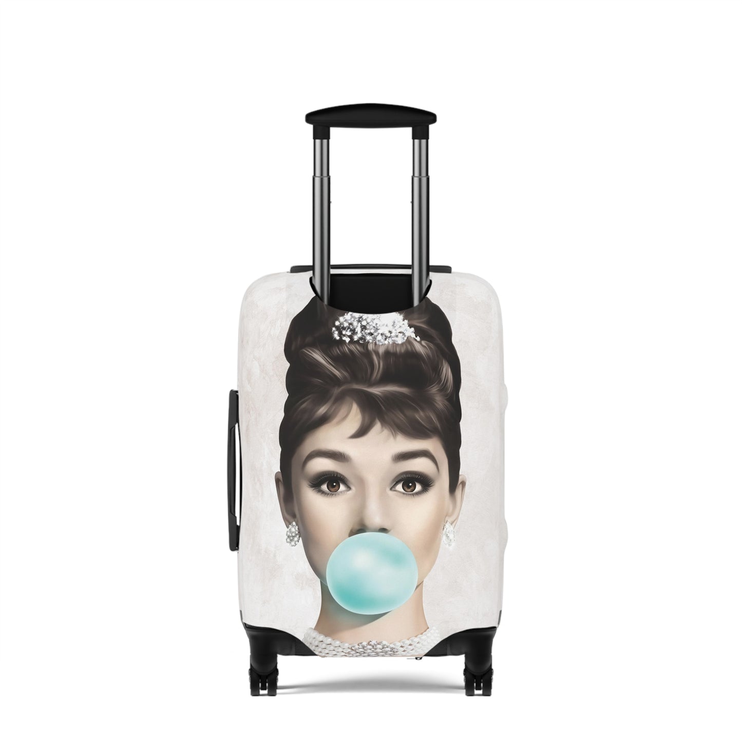 Bubblegum Luggage Cover - Celebrity Luggage Cover - Marilyn Monroe and Audrey Hepburn Bubblegum