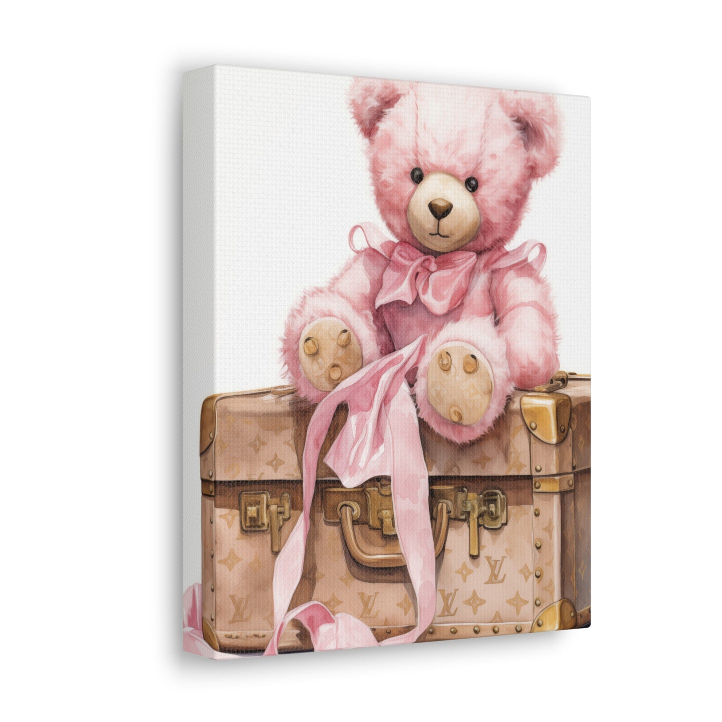 Canvas Gallery Wrap - LV Bear Wall Art - Gold Buttons