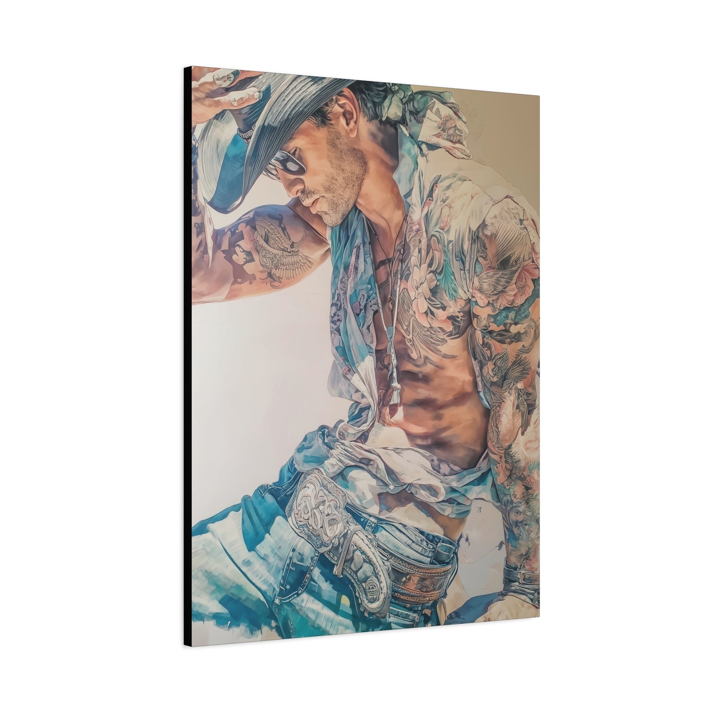 Gallery Wrapped Canvas, Wranglers and Wreckage Art Canvas, Erotic Pinup Art Canvas – Beau