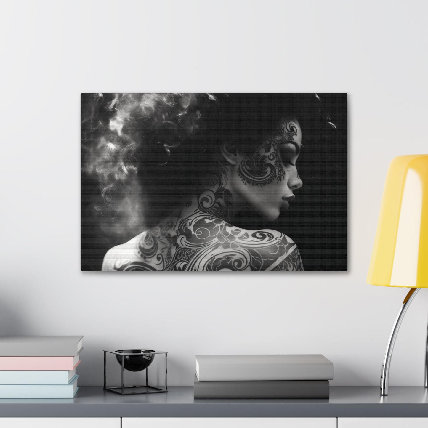 Canvas Gallery Wrap - Black and White Photography - Tattooed and Smoking Again