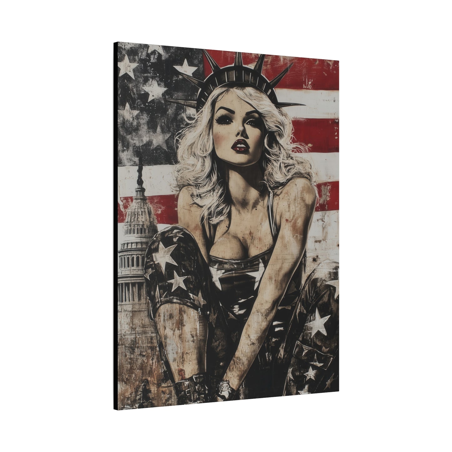 Gallery Wrapped Canvas, American Nonsense Art Canvas, Political Pinup Art Canvas – Kimberly