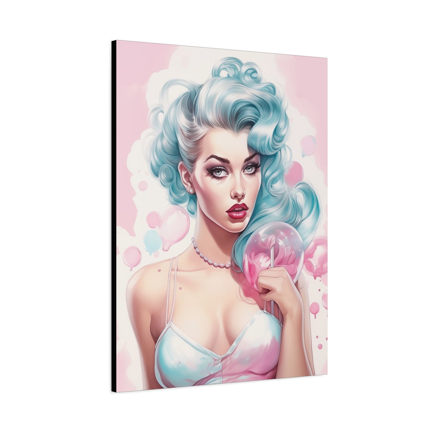 Canvas Gallery Wrapped High-Fashion Wall Art, Stylish Decor, Retro Femme Doll Pop Art – Tessa