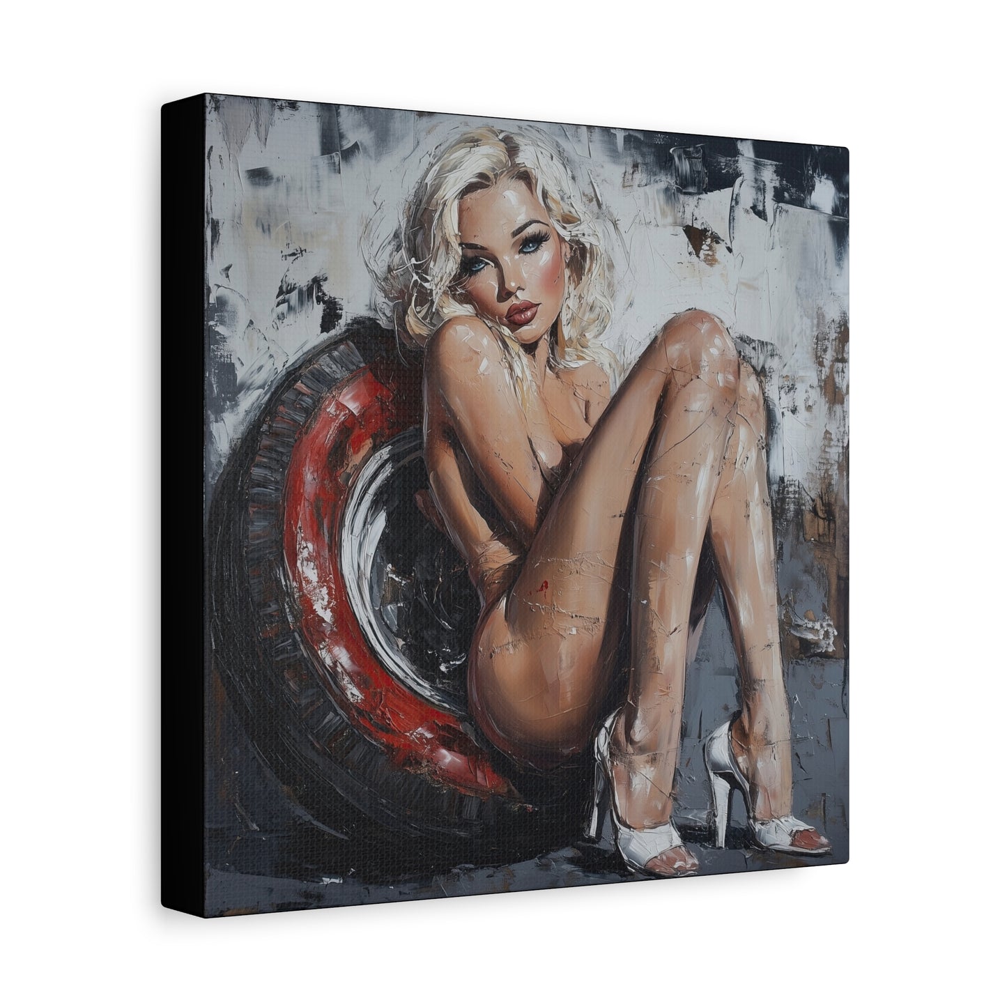 Gallery Wrapped Canvas, Guilt and Grit Adult Art Canvas, Erotic Pinup Art Canvas – Elara