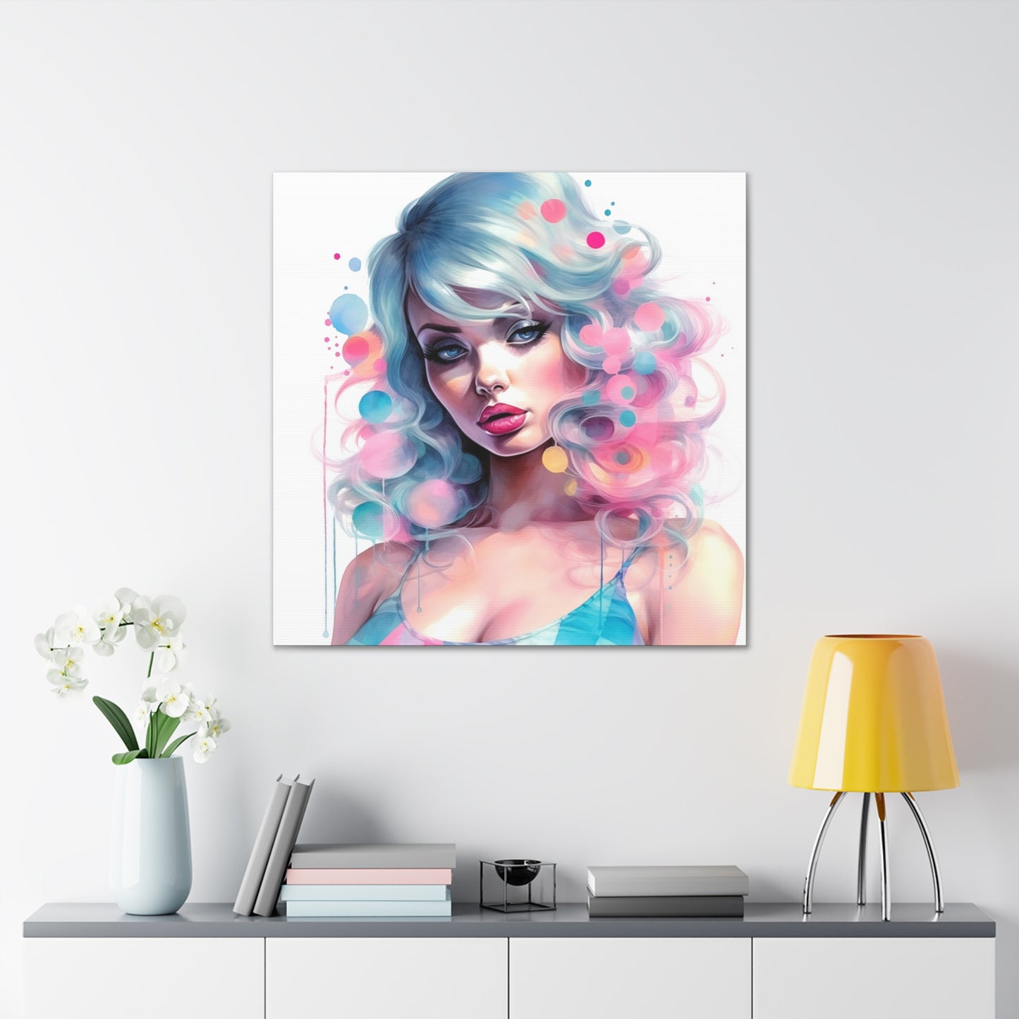 Canvas Gallery Wrapped High-Fashion Wall Art, Stylish Decor, Retro Femme Doll Pop Art – Sylvie