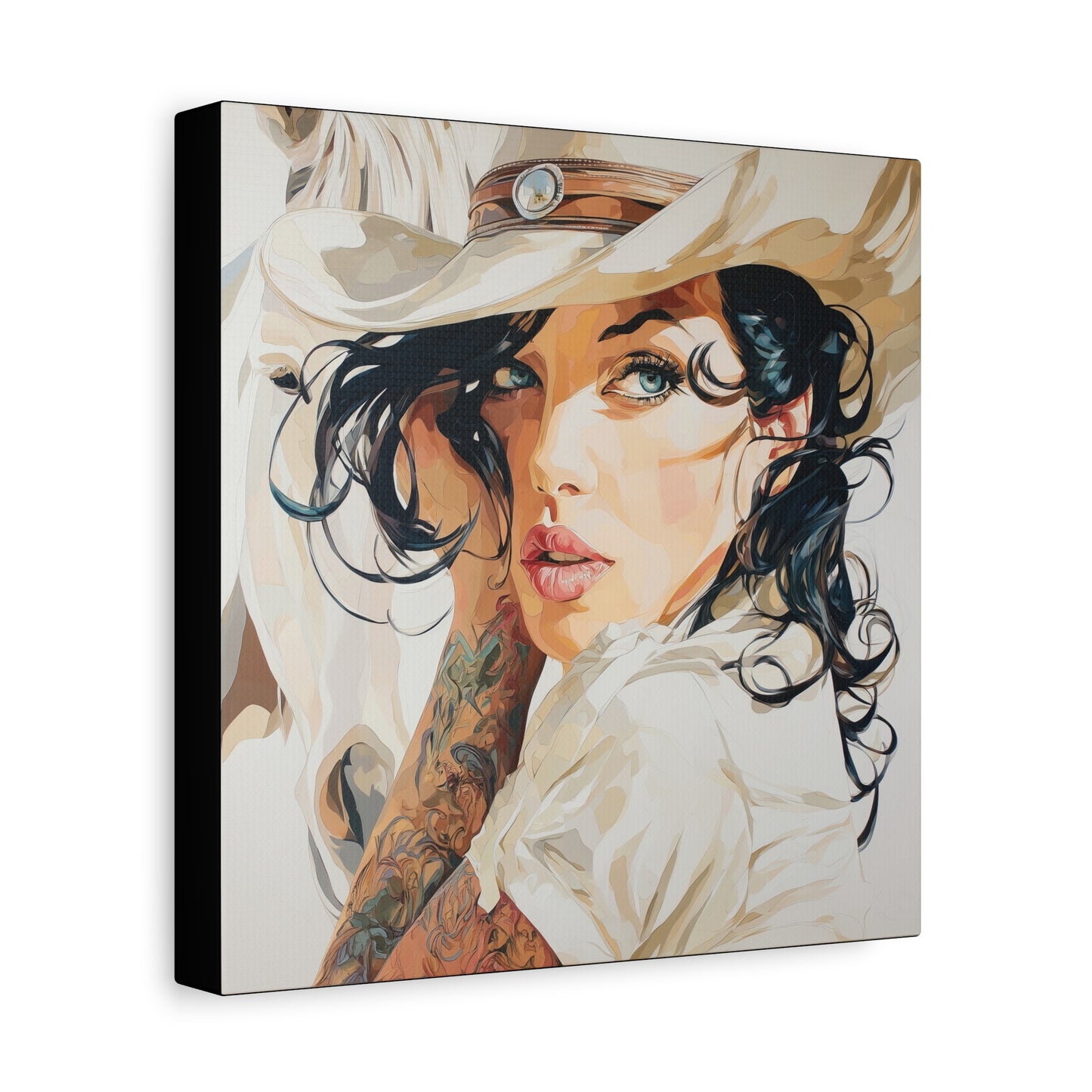 Gallery Wrapped Canvas, Wranglers and Wreckage Art Canvas, Erotic Pinup Art Canvas – Lacey