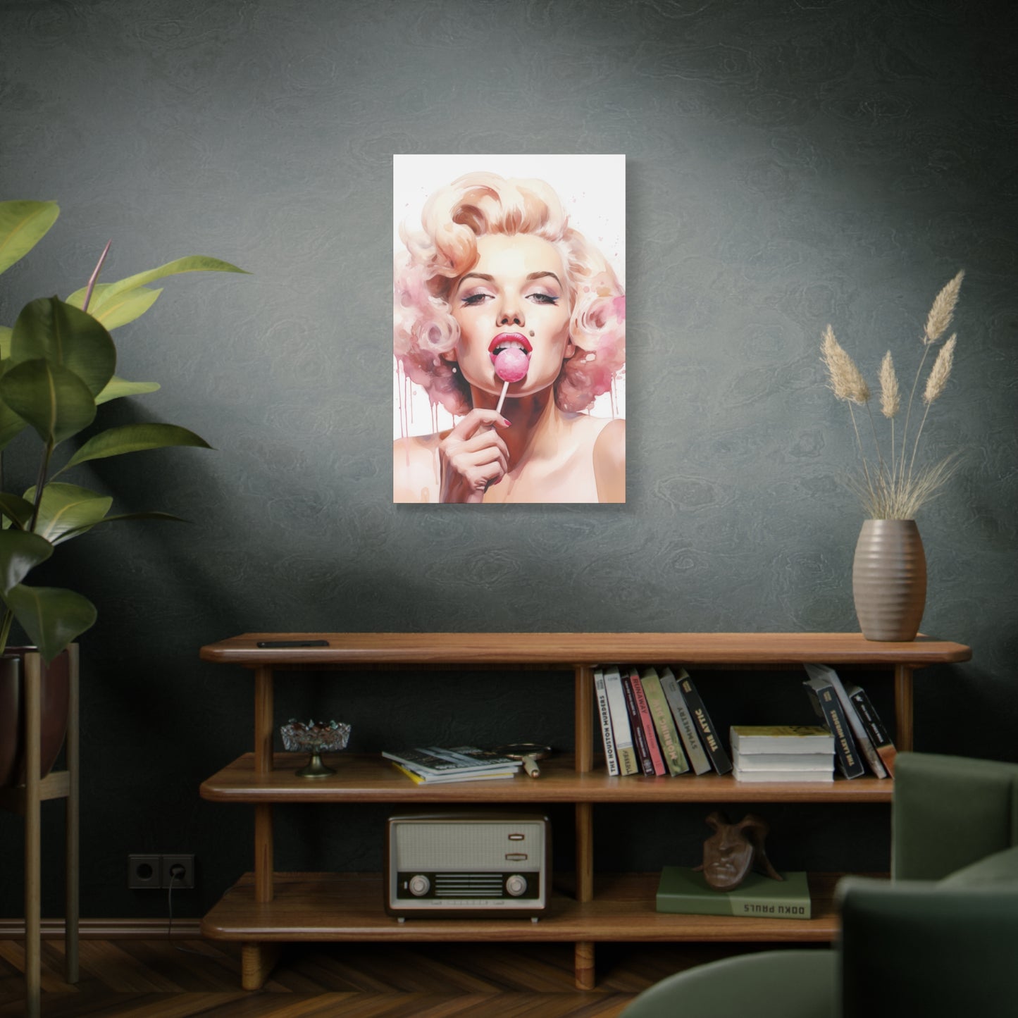 Canvas Wall Art, Gallery Wrapped Pop Art, Celebrity Wall Art – Marilyn Monroe - Lollipop