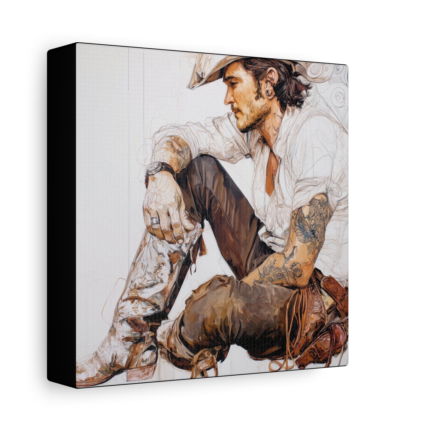 Gallery Wrapped Canvas, Wranglers and Wreckage Art Canvas, Erotic Pinup Art Canvas – Boone