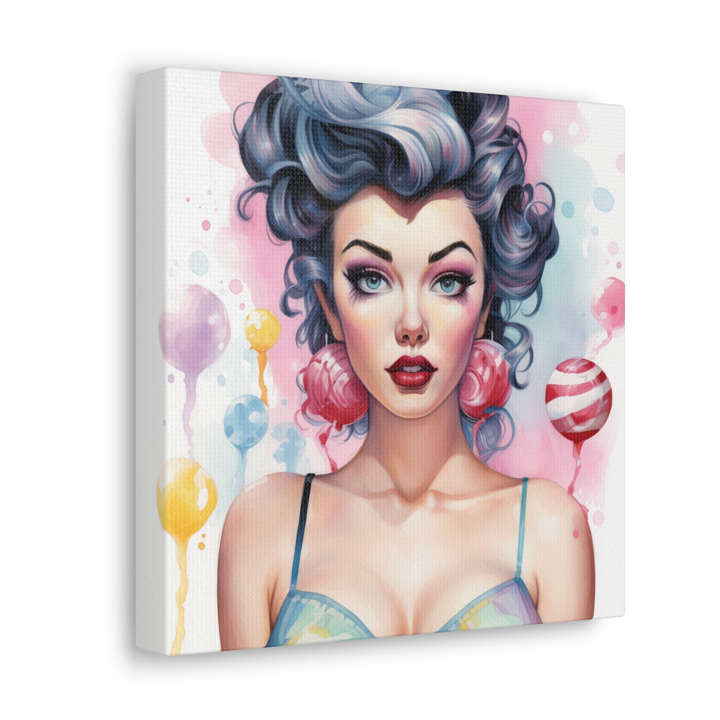 Canvas Gallery Wrapped High-Fashion Wall Art, Stylish Decor, Retro Femme Doll Pop Art – Poppy