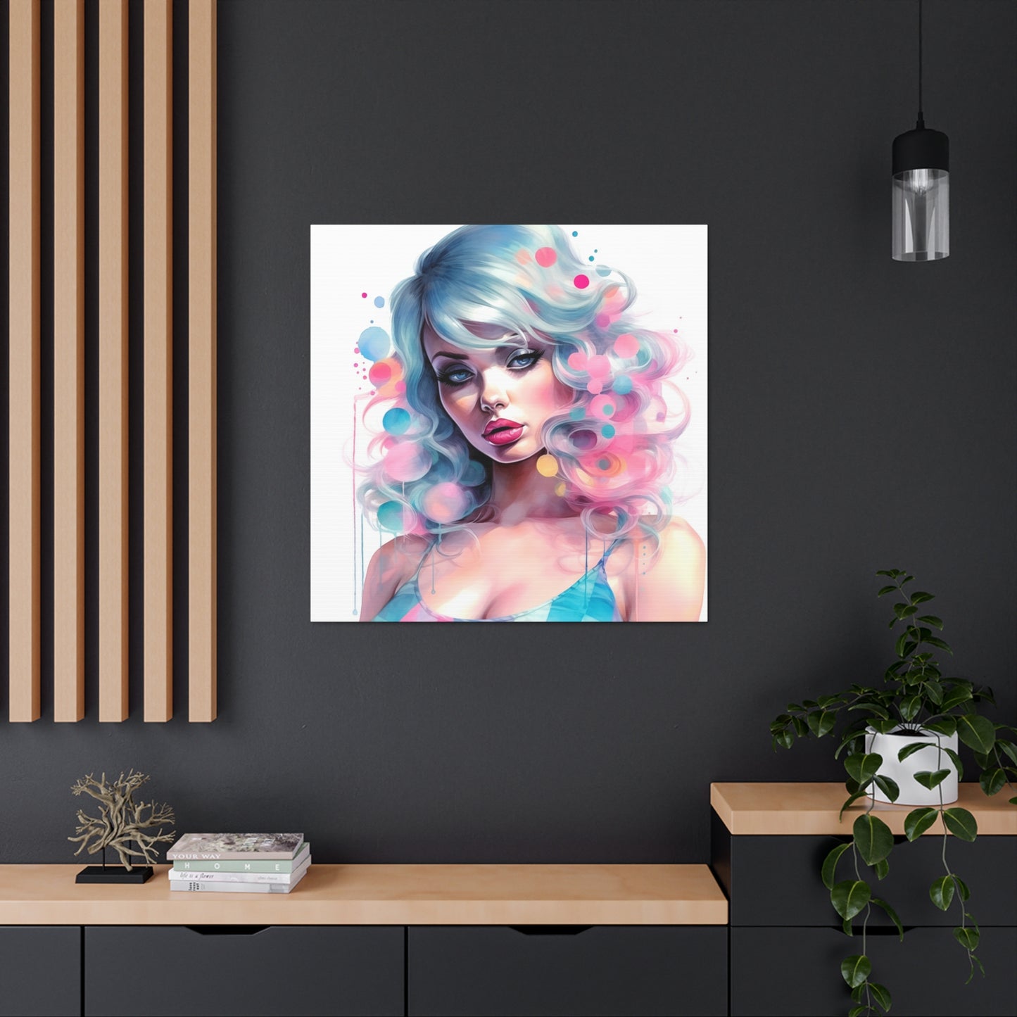 Canvas Gallery Wrapped High-Fashion Wall Art, Stylish Decor, Retro Femme Doll Pop Art – Sylvie