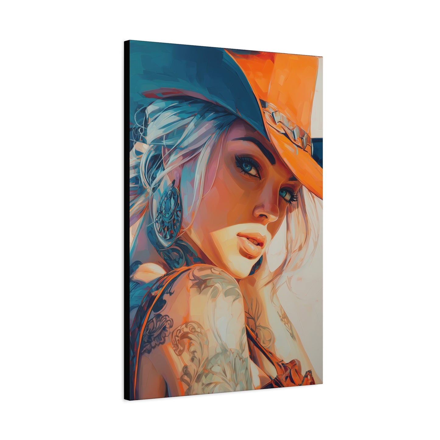 Gallery Wrapped Canvas, Wranglers and Wreckage Art Canvas, Erotic Pinup Art Canvas – Cheyenne