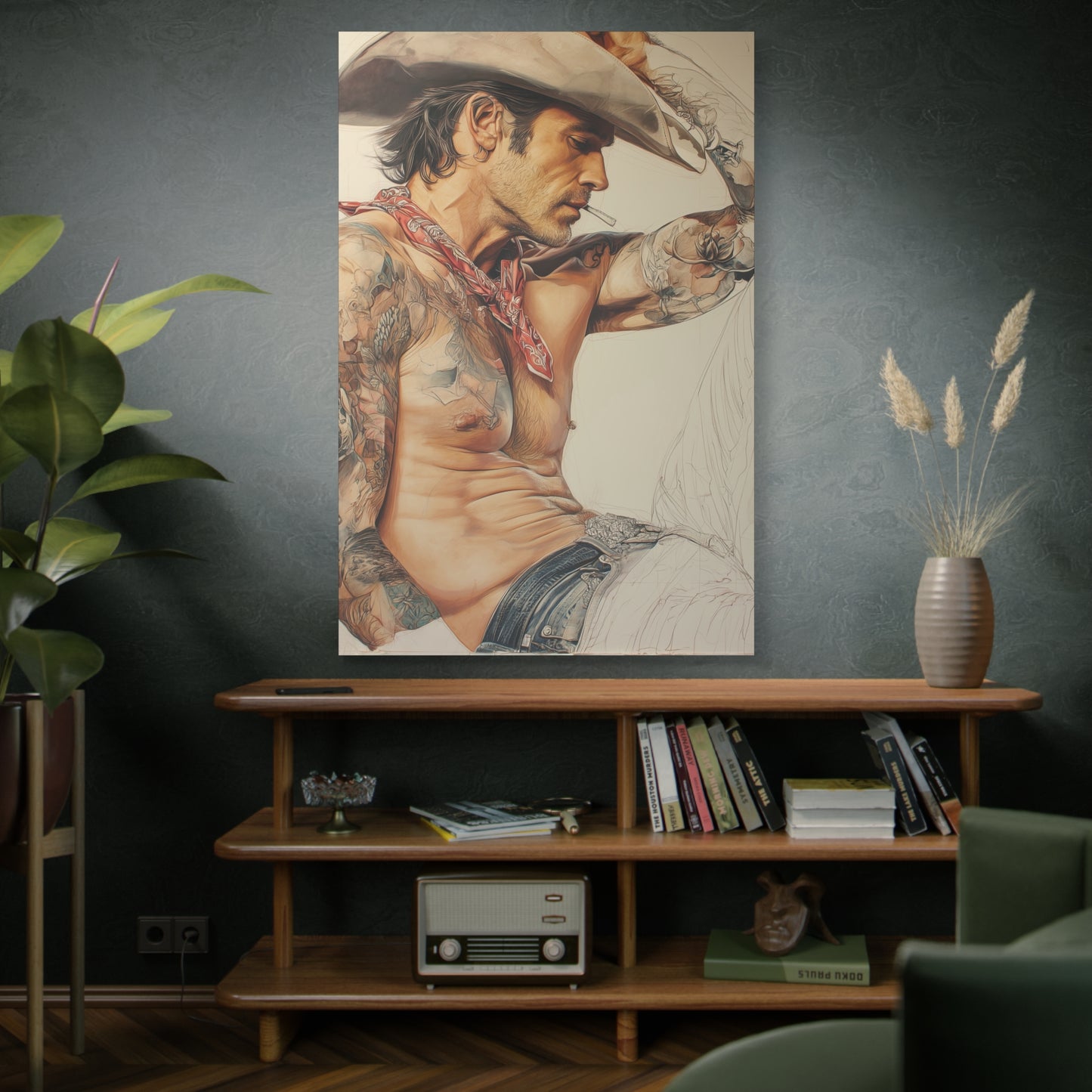 Gallery Wrapped Canvas, Wranglers and Wreckage Art Canvas, Erotic Pinup Art Canvas – Colt