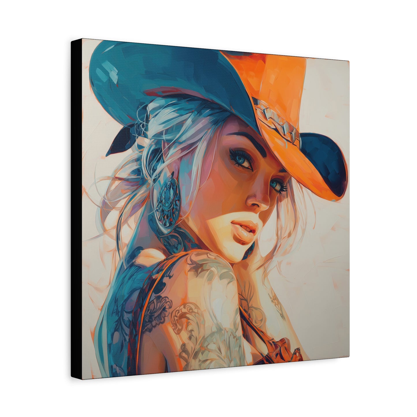 Gallery Wrapped Canvas, Wranglers and Wreckage Art Canvas, Erotic Pinup Art Canvas – Cheyenne