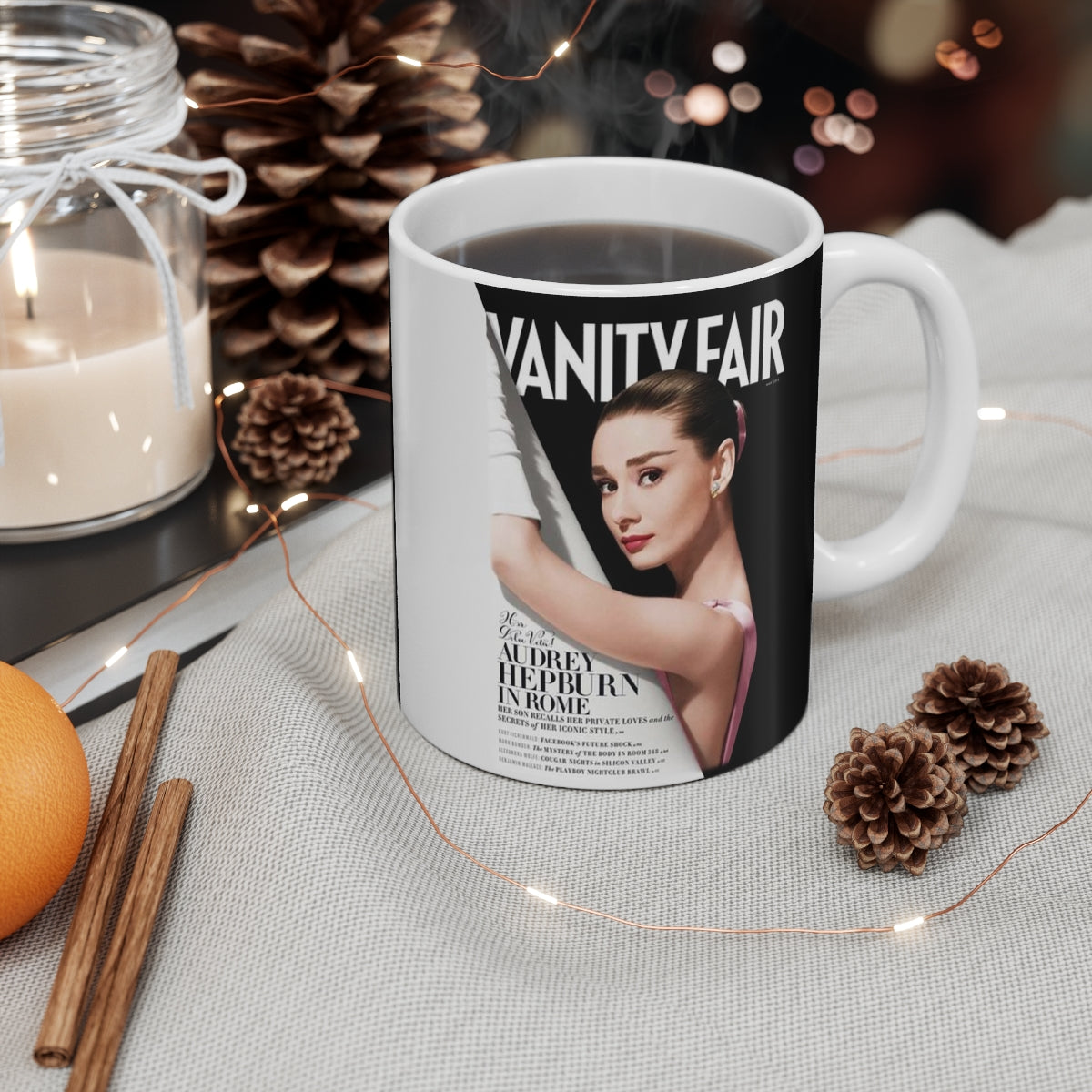 Audrey Hepburn Mug Mug 11oz - Audrey Hepburn Vanity Fair Color Block Mug