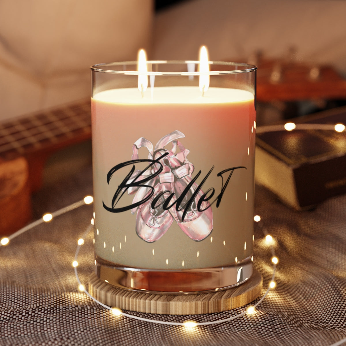 Personalized Ballet Slippers Scented Candle - Full Glass, 11oz