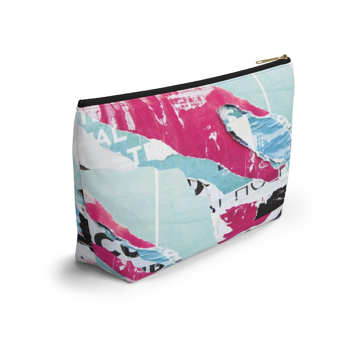 Abstract Cosmetic Pouch w T-bottom, Accessory Pouch, Pink and Blue, Abstract Poster