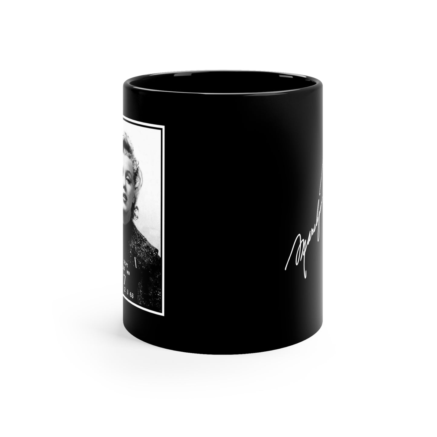 Marilyn Monroe FAKE Mugshot Mug - 11oz Black - Marilyn Monroe Autograph Mug