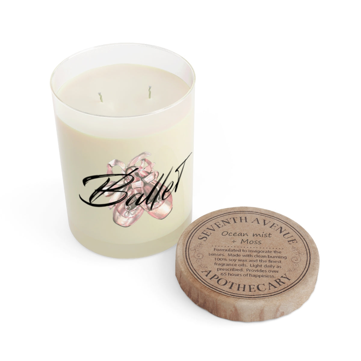 Personalized Ballet Slippers Scented Candle - Full Glass, 11oz
