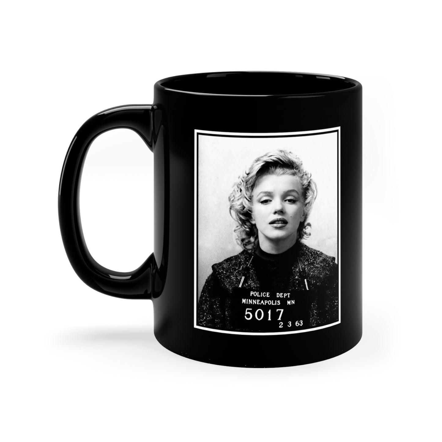 Marilyn Monroe FAKE Mugshot Mug - 11oz Black - Marilyn Monroe Autograph Mug