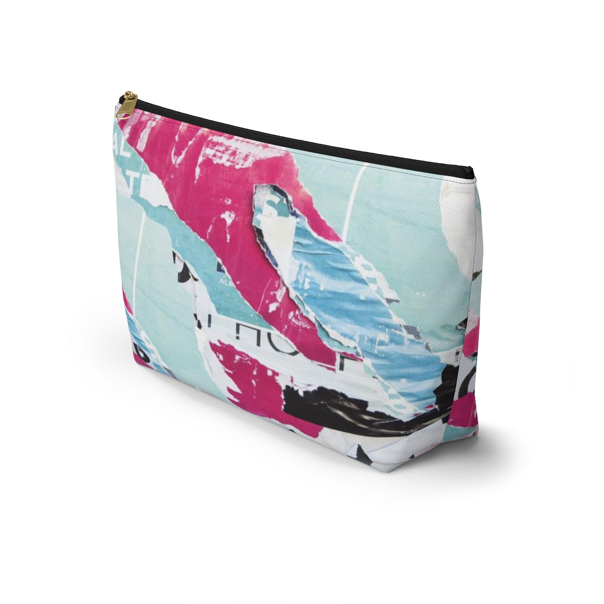 Abstract Cosmetic Pouch w T-bottom, Accessory Pouch, Pink and Blue, Abstract Poster