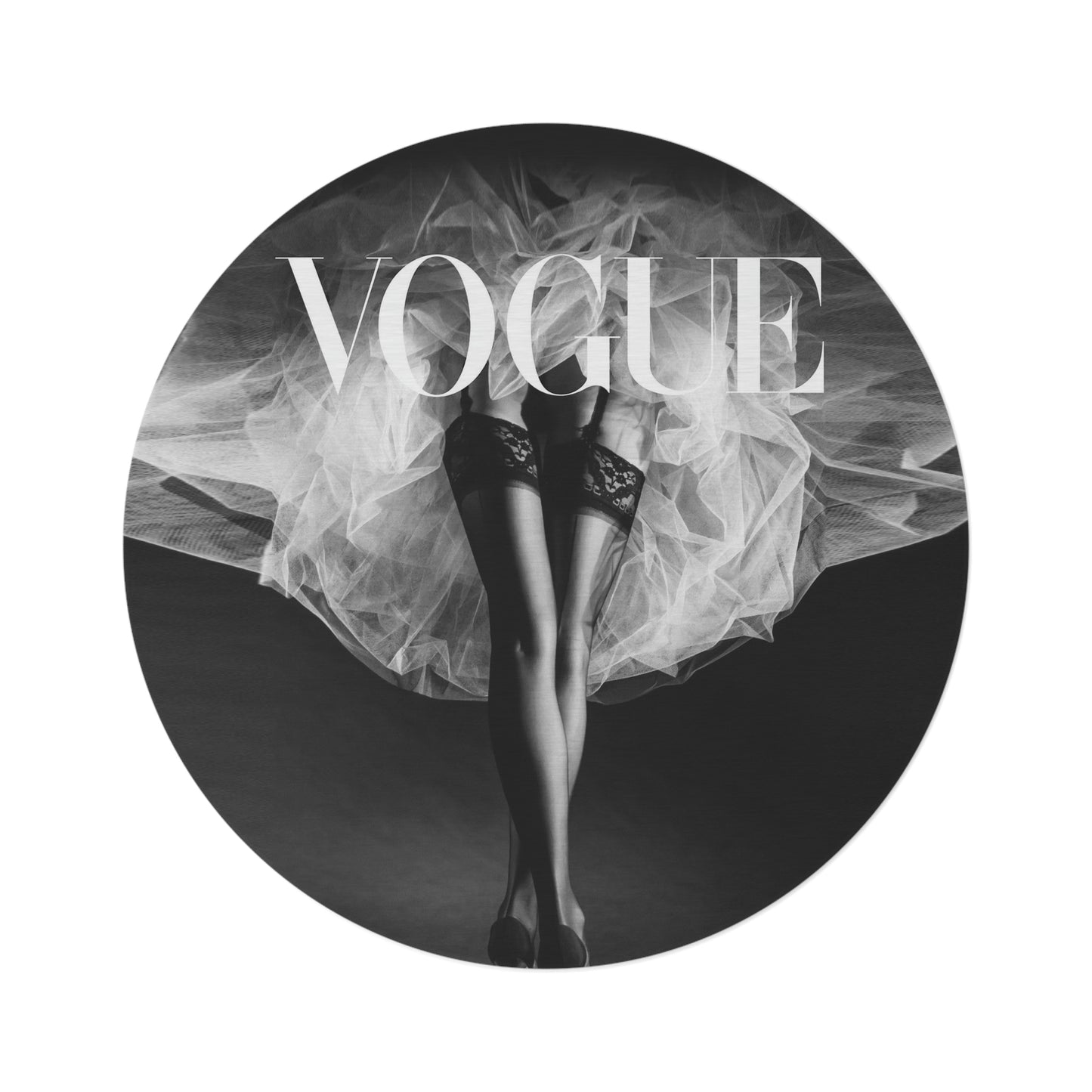VOGUE Chenille Round Rug - 60 Inch Floor Mat - Custom and Personalized Rug - Tutu Stiletto