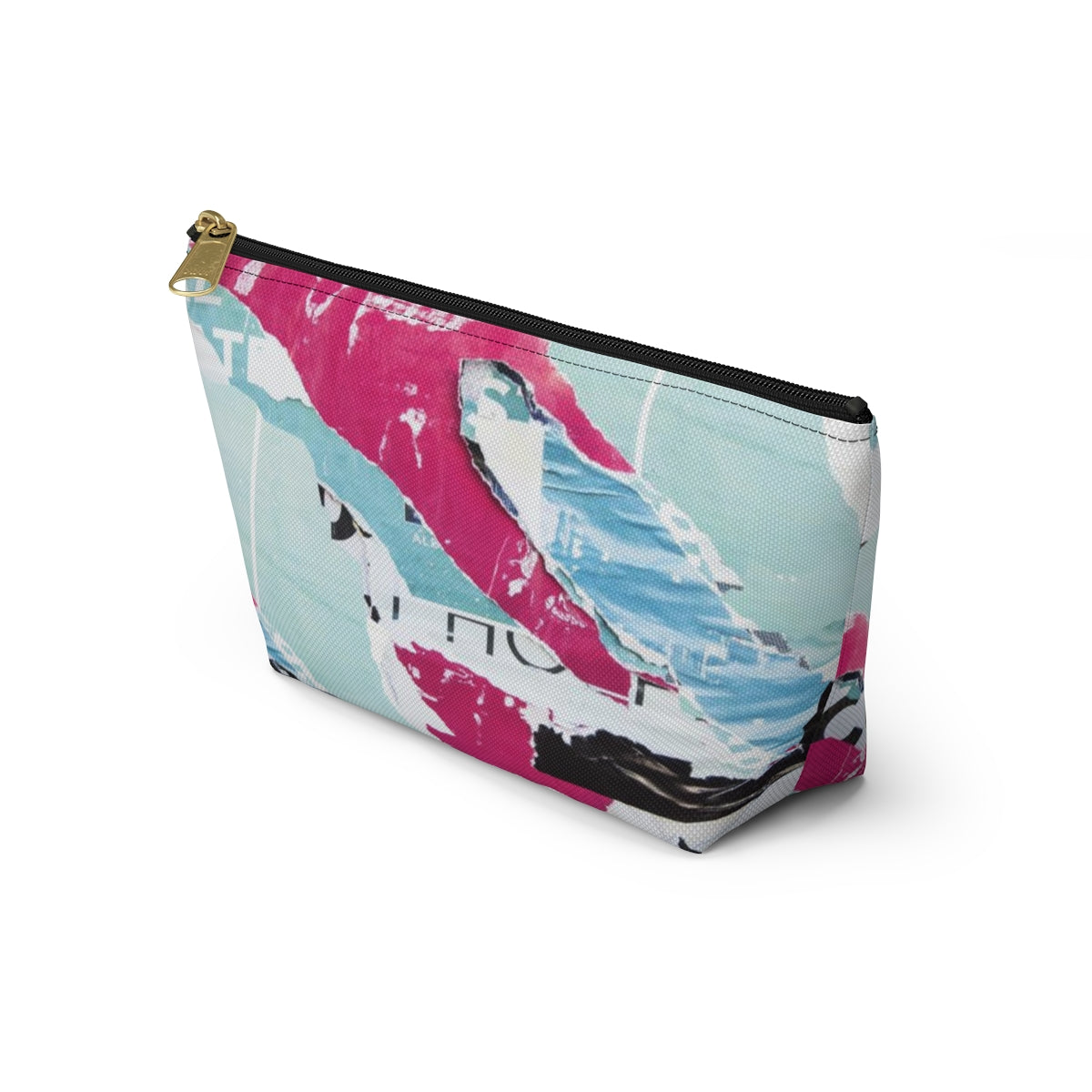 Abstract Cosmetic Pouch w T-bottom, Accessory Pouch, Pink and Blue, Abstract Poster