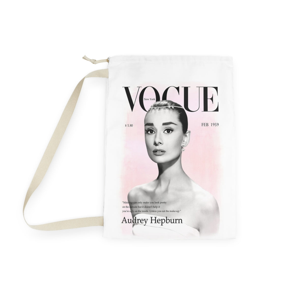 VOGUE Audrey Hepburn Sack, Laundry Sack, Santa Sack, Dust Bag, Gift Sack - Pink