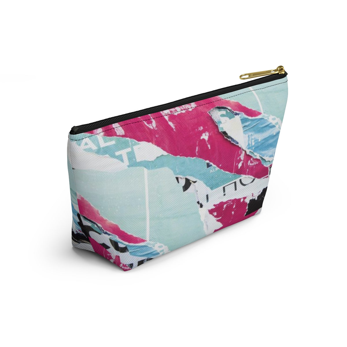 Abstract Cosmetic Pouch w T-bottom, Accessory Pouch, Pink and Blue, Abstract Poster