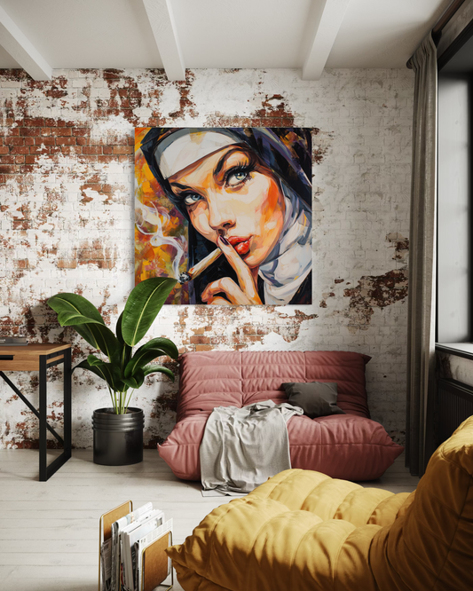 Gallery Wrapped Canvas, Habits and Heresy Art Canvas, Naughty Nuns Art Canvas – Sister Celestine